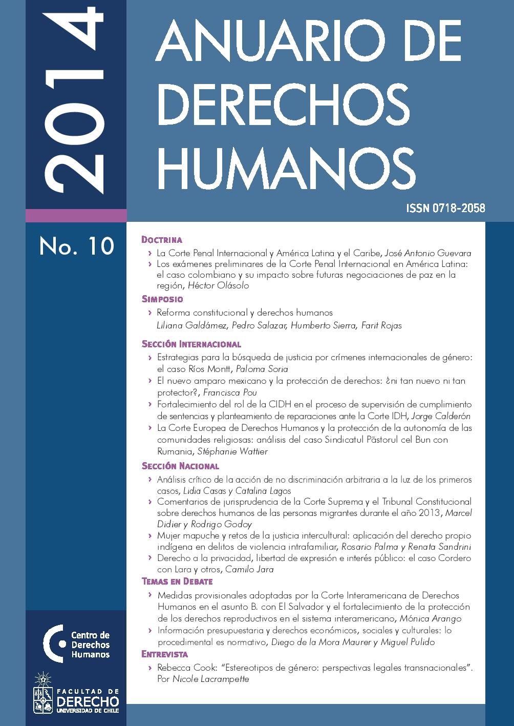 							Visualizar n. 10 (2014): Anuario de Derechos Humanos 2014
						